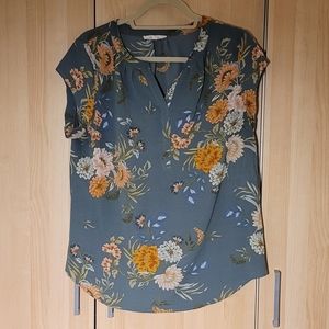 Green & yellow floral top